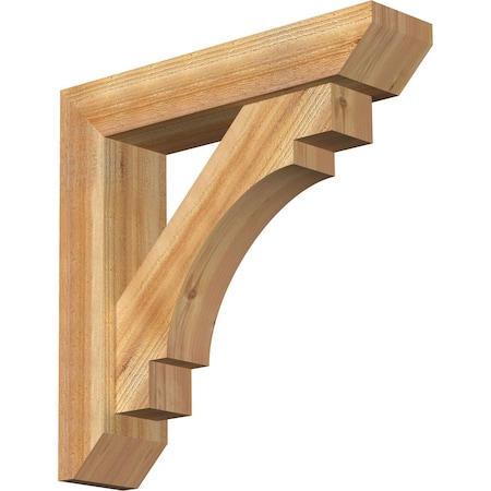 Merced Slat Rough Sawn Bracket W/ Offset Brace, Western Red Cedar, 6W X 26D X 26H